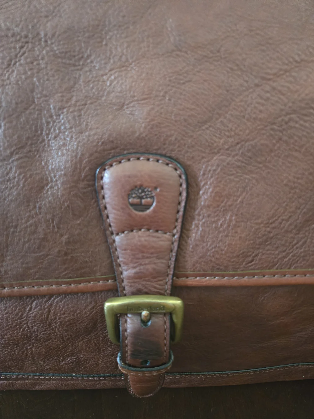 Vintage Timberland Chestnut Brown Leather Briefcase with Brass Buckle